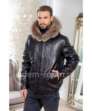 Зимняя мужская кожаная куртка -бомберАртикул: C-9051-2-70-CH-EN