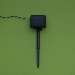 Гирлянда «Нить», 4.5 м, уличная, с насадками «Шарик», IP44, 30 LED, 2 режима, солнечная батарея, тёмная нить, свечение белое