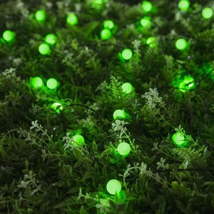 Гирлянда «Нить», 4.5 м, уличная, с насадками «Шарик», IP44, 30 LED, 2 режима, солнечная батарея, тёмная нить, свечение зелёное