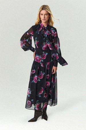 Платье макси из шифона с цветочным принтом, PL1645/armika