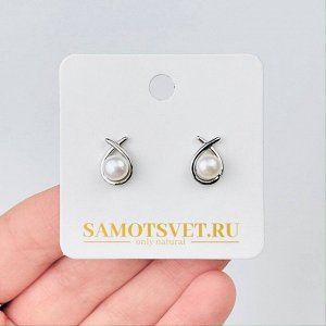 Серьги-пусеты из речного Жемчуга
