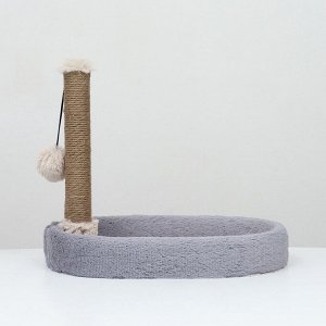 Лежанка с когтеточкой "Пижон", овальная, 55 х 36 х 47см, серая
