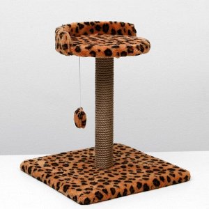 Когтеточка малая "Арена" с игрушкой, 40 х 40х 55 см, джут, леопард