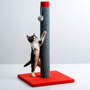 Когтеточка "Столбик" Lowcost ковролиновая с игрушкой, 54 х 31 см, микс цветов