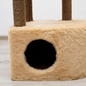 Комплекс для кошек с когтеточкой, угловой, с гамаком, 48 х 48 х 171 см, джут, искусственный мех, беж