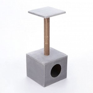 Домик для кошек с когтеточкой "Куб", с площадкой и игрушкой, 35 х 30 х 85 см, микс цветов