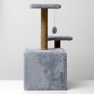 Домик для кошек с когтеточкой, квадратный, 3х-этажный, 45 x 47 x 75 см, серая