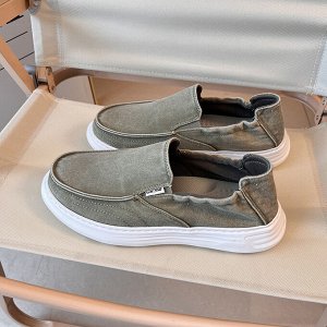 Мужские слипоны спортивные, дышащие с плоской подошвой, зеленый