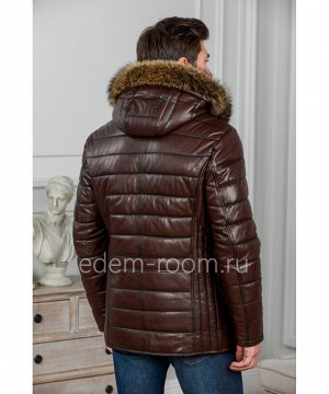 Коричневая мужская куртка из кожиАртикул: IG-1853-2-K-EN