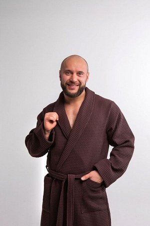 Мужской вафельный халат PandaHug Orlando / шоколадный