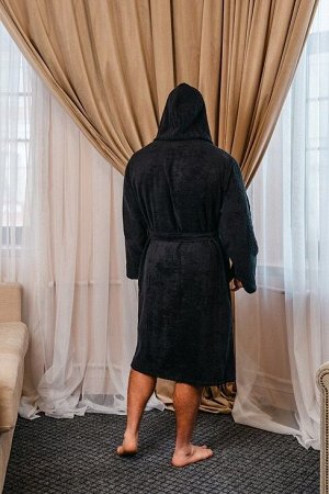 Халат махровый с капюшоном / чёрный