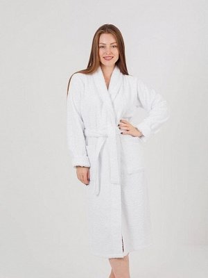 Женский махровый халат  без капюшона / белый