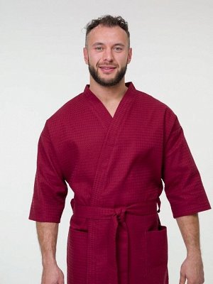 Халат вафельный / бордовый