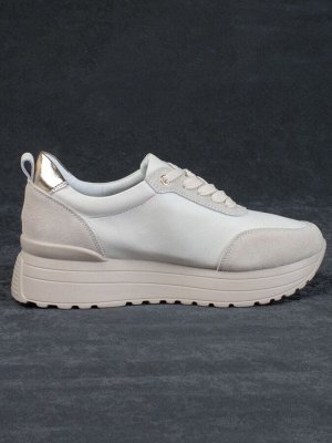 05-PDE40-1 BEIGE Кроссовки женские (натуральная кожа, натуральная замша)