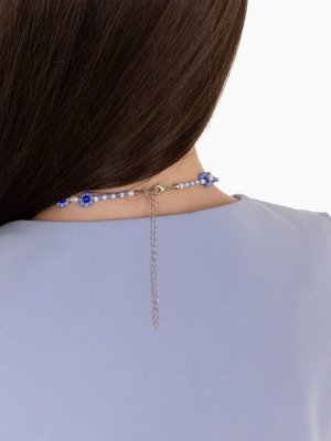 Колье из бисера «Незабудки», сине-белое, 30 см