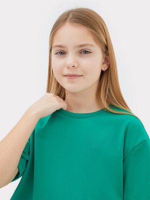 Комплект для девочек (футболка, брюки) в зеленом цвете