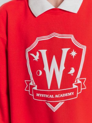 Платье для девочек красное с надписью "Mystical academy"