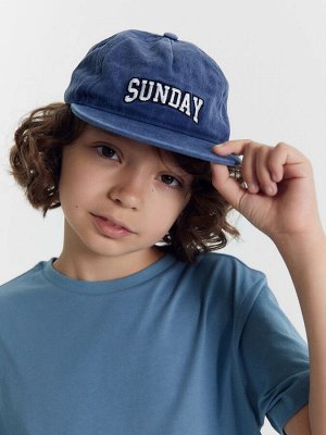 Бейсболка для мальчиков голубая с вышивкой "sunday"