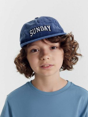 Бейсболка для мальчиков голубая с вышивкой "sunday"