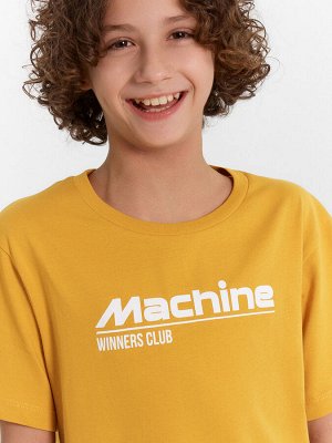 Футболка для мальчиков желтая с надписью "Machine winners club"