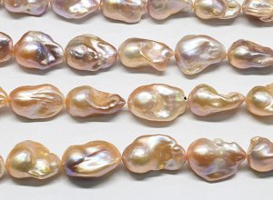Бусины из жемчуга барочного 15*25мм розовый, 40см, 15 бусин