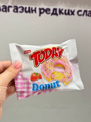 Пончик с клубничным кремом Elvan TODAY Donut Strawberry / Тудей Донат со вкусом клубники / Кекс To Day 40 гр