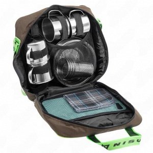 Набор для пикника Picnic на 4 персоны (N-PCB-4) Nisus [31х26х10 см, нерж. сталь, полиэстер 600D, коричневый]