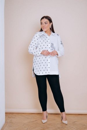 Рубашка Цвет:
белый
Состав:
100% Хлопок
Длина изделия:
По спинке: 83 см
По переду
(от плечевой точки) = 80 см
Размер модели:
54
Рост модели:
174 см
Стильная хлопковая рубашка прямого силуэта смело ком
