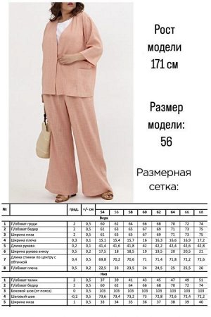Костюм Цвет:
розовый
Состав:
75%Лен 25%Хлопок
Длина изделия:
Длина жакета - 71 см , Брюки - 103 см
Размер модели:
56
Рост модели:
171 см
Стильный льняной костюм, состоящий из жакета и брюк. Жакет, пол