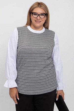Блузка Цвет:
бело-черный
Состав:
76%ПЭ 20%Вискоза 4%Спандекс
Длина изделия:
69 см
Размер модели:
58
Рост модели:
175 см
Оригинальная блузка с имитацией двойки. Основа – жилет, выполнен из трикотажной 
