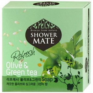 Мыло косметическое оливки и зеленый чай, Kerasys Shower Mate Refresh Olive & Green Tea 100гр