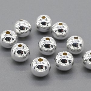 Серебряные бусины шарик 8мм, отверстие 1,8мм