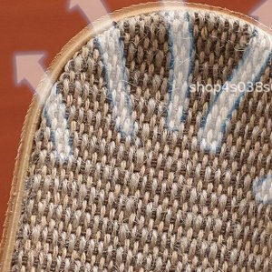 Льняные домашние дышащие тапочки с рисунком , коричневый