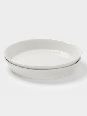 Тарелки глубокие Magistro White Snow, набор 2 шт., 600 мл, 21.5x3.5 см, фарфор, белые