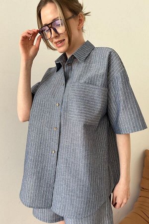 Костюм женский  SET084/01/Серо-голубой, белый