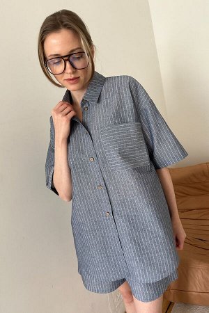 Костюм женский  SET084/01/Серо-голубой, белый