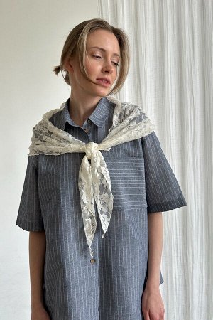 Костюм женский  SET084/01/Серо-голубой, белый