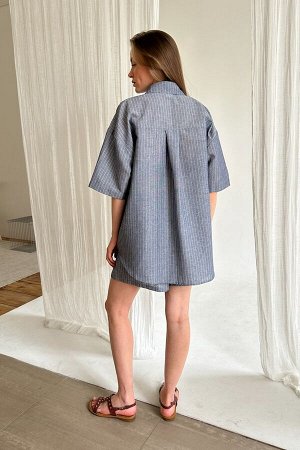 Костюм женский  SET084/01/Серо-голубой, белый