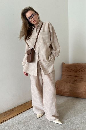 Костюм женский  SET065/08/Бежевый, белый