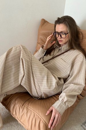 Костюм женский  SET065/08/Бежевый, белый