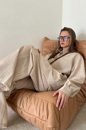Костюм женский  SET065/08/Бежевый, белый