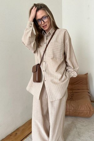 Костюм женский  SET065/08/Бежевый, белый