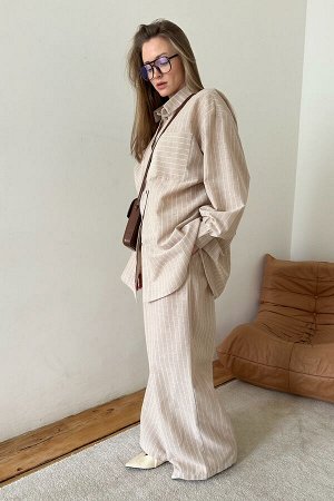 Костюм женский  SET065/08/Бежевый, белый