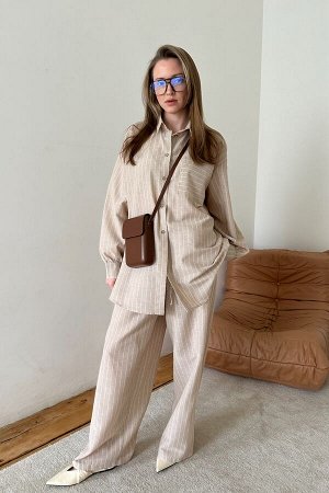 Костюм женский  SET065/08/Бежевый, белый