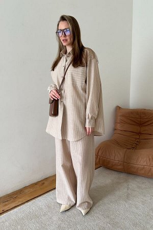 Костюм женский  SET065/08/Бежевый, белый