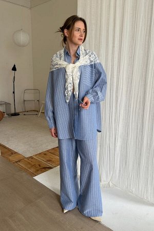 Костюм женский  SET065/07/Голубой, белый
