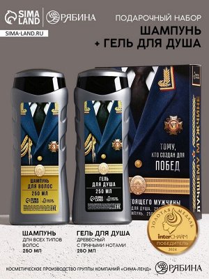 Подарочный набор «Тому, кто создан для побед», гель для душа, 250 мл и шампунь для волос, 250 мл, Чистое счастье