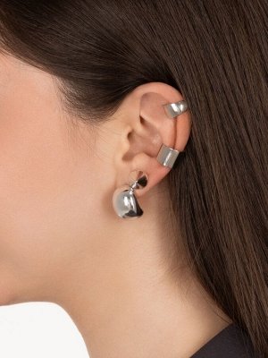 Набор серьги и каффы 4 шт. «Фигуры» объёмные, цвет серебро