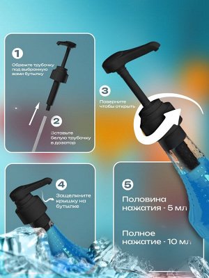 Помпа - дозатор для сиропа, черная, 10 мл