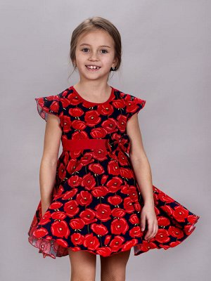 Легкое летнее платье для девочки М-4644 маки/синие